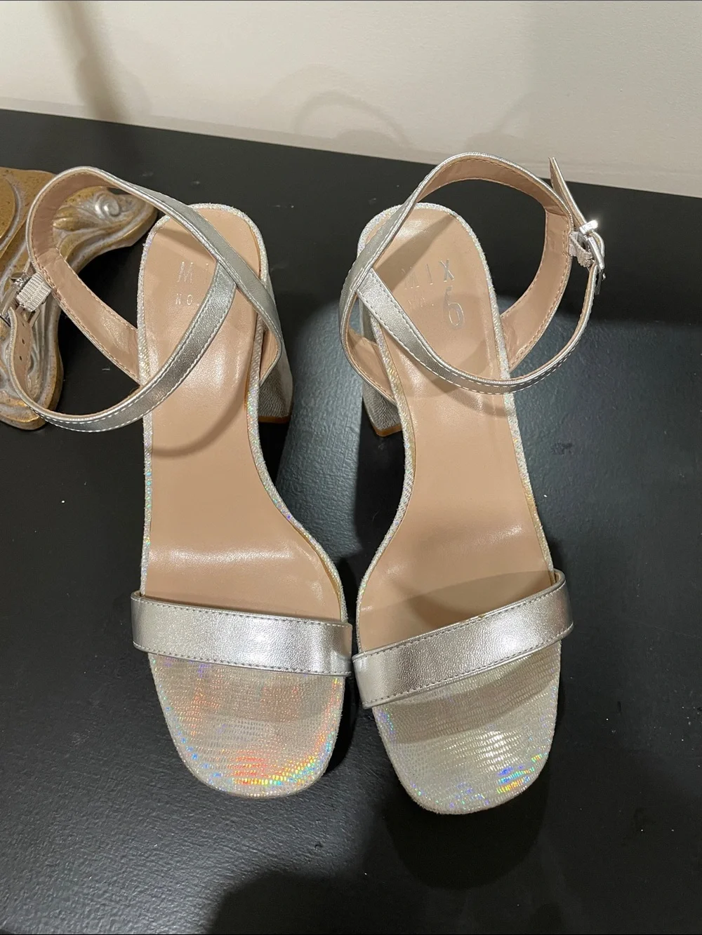Mix No. 6 Silver Metallic Block Heel Sandals